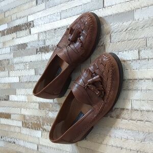 Giorgio Brutini Brown Leather Woven Tassel Luxury Loafers